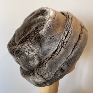 Silvery Taupe Faux Fur Hat